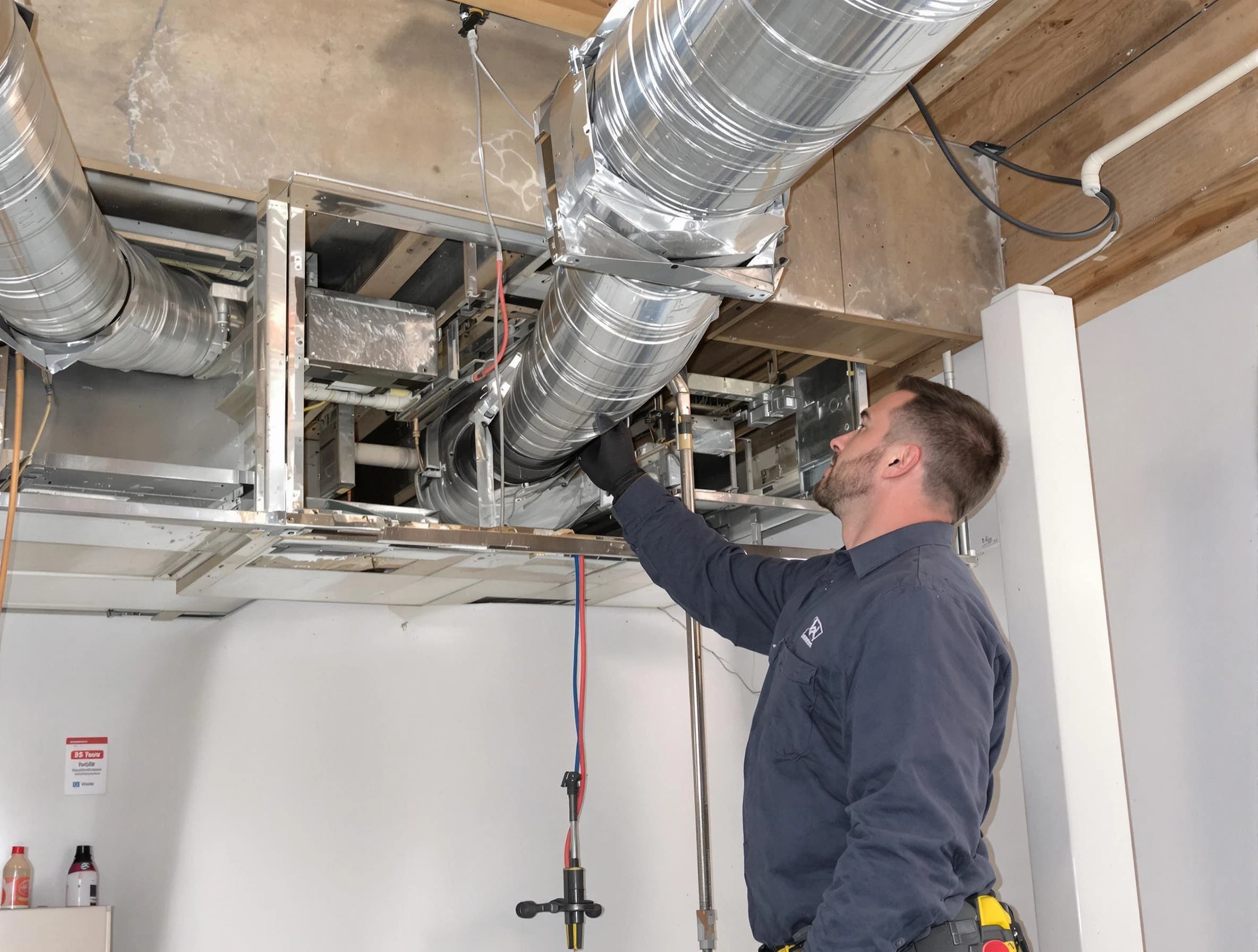 Meadow Lake Air Duct Cleaning technician performing professional air duct repair using specialized tools in Meadow Lake