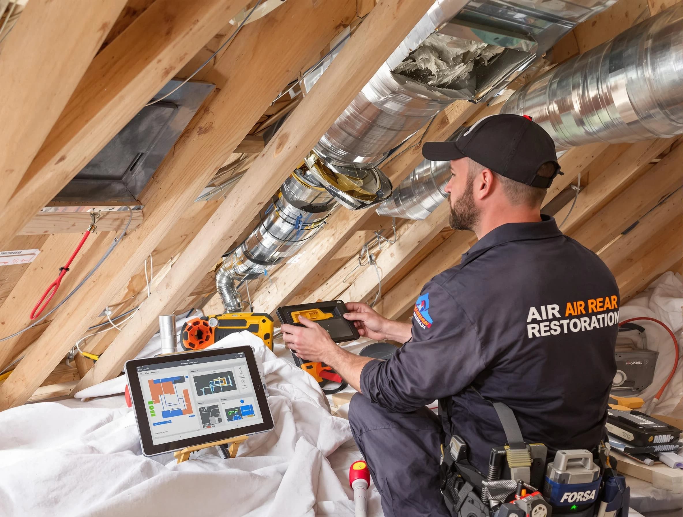 Meadow Lake Air Duct Cleaning technician performing precise duct repair work in Meadow Lake