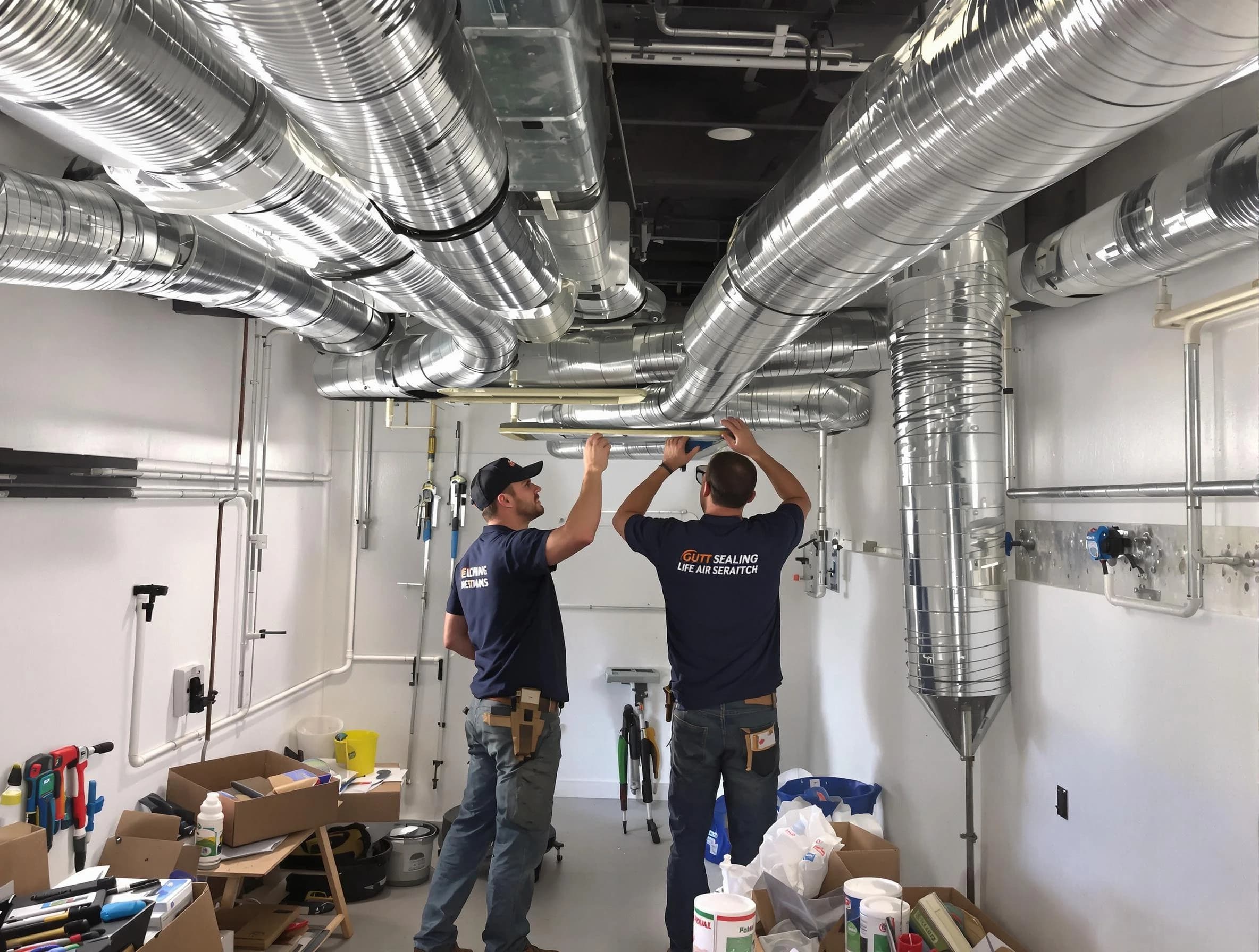 Meadow Lake Air Duct Cleaning technician applying professional duct sealing solutions in Meadow Lake