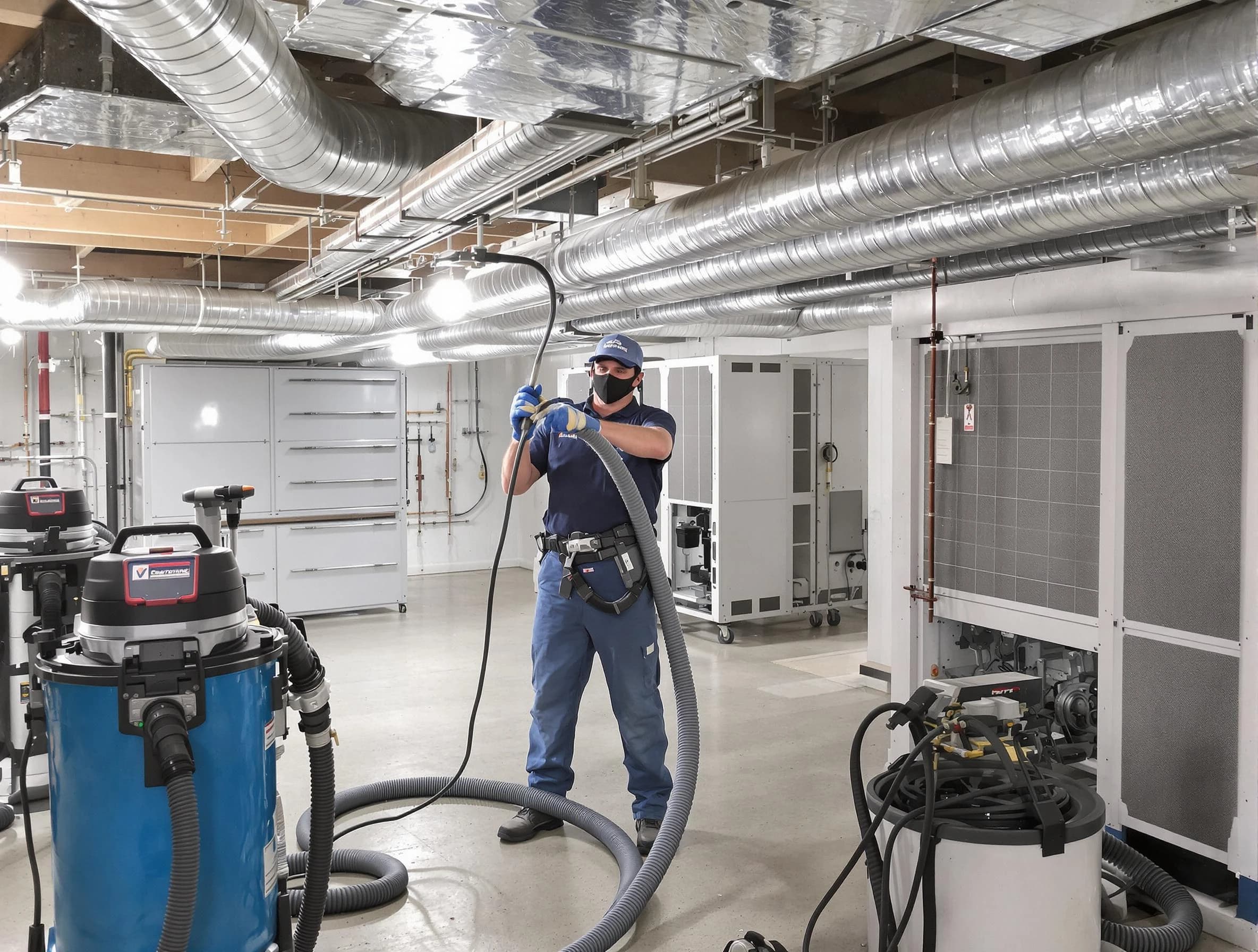Meadow Lake Air Duct Cleaning specialist performing thorough central air duct cleaning for improved system efficiency in Meadow Lake