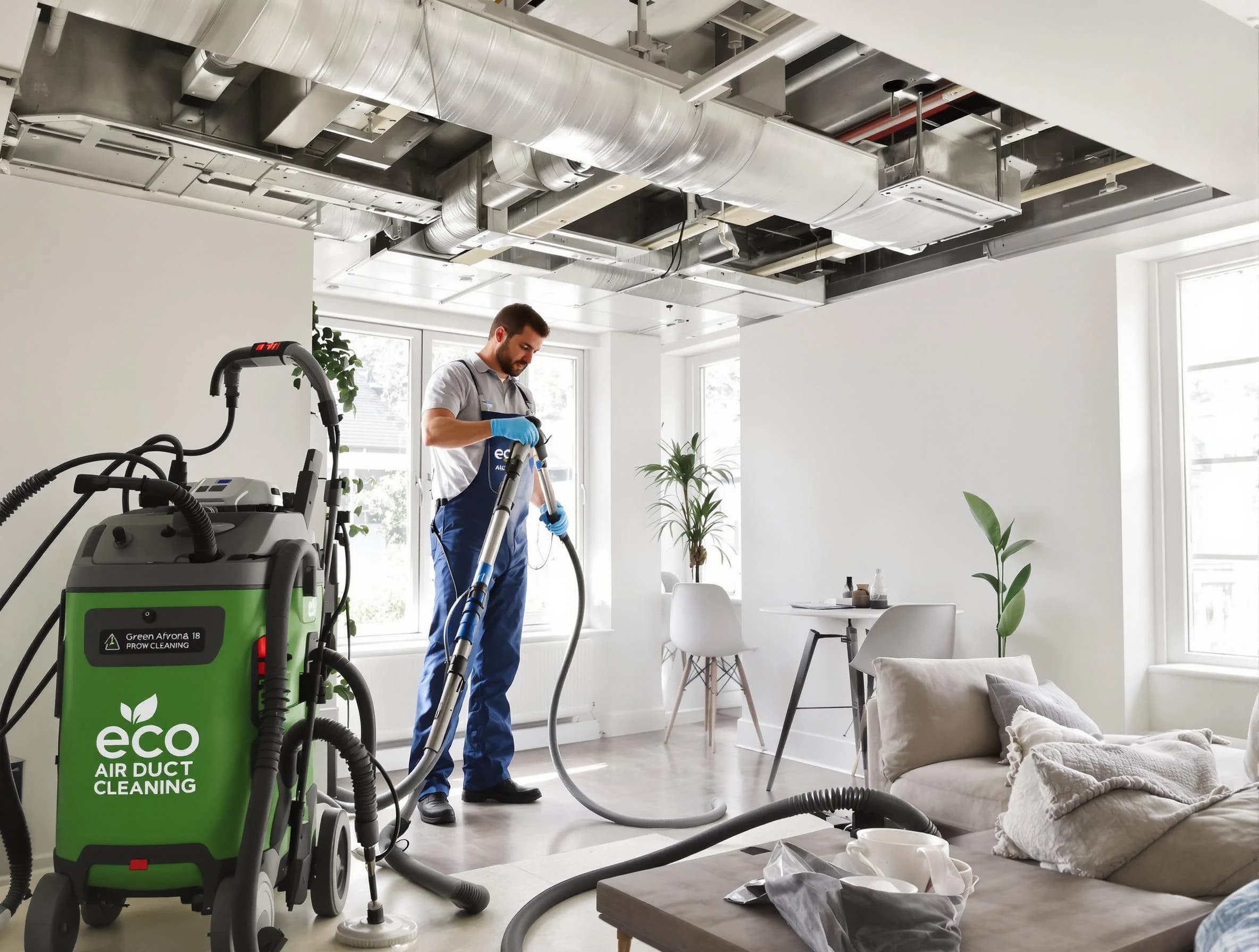 Meadow Lake Air Duct Cleaning technician performing eco-friendly duct cleaning using sustainable methods in Meadow Lake