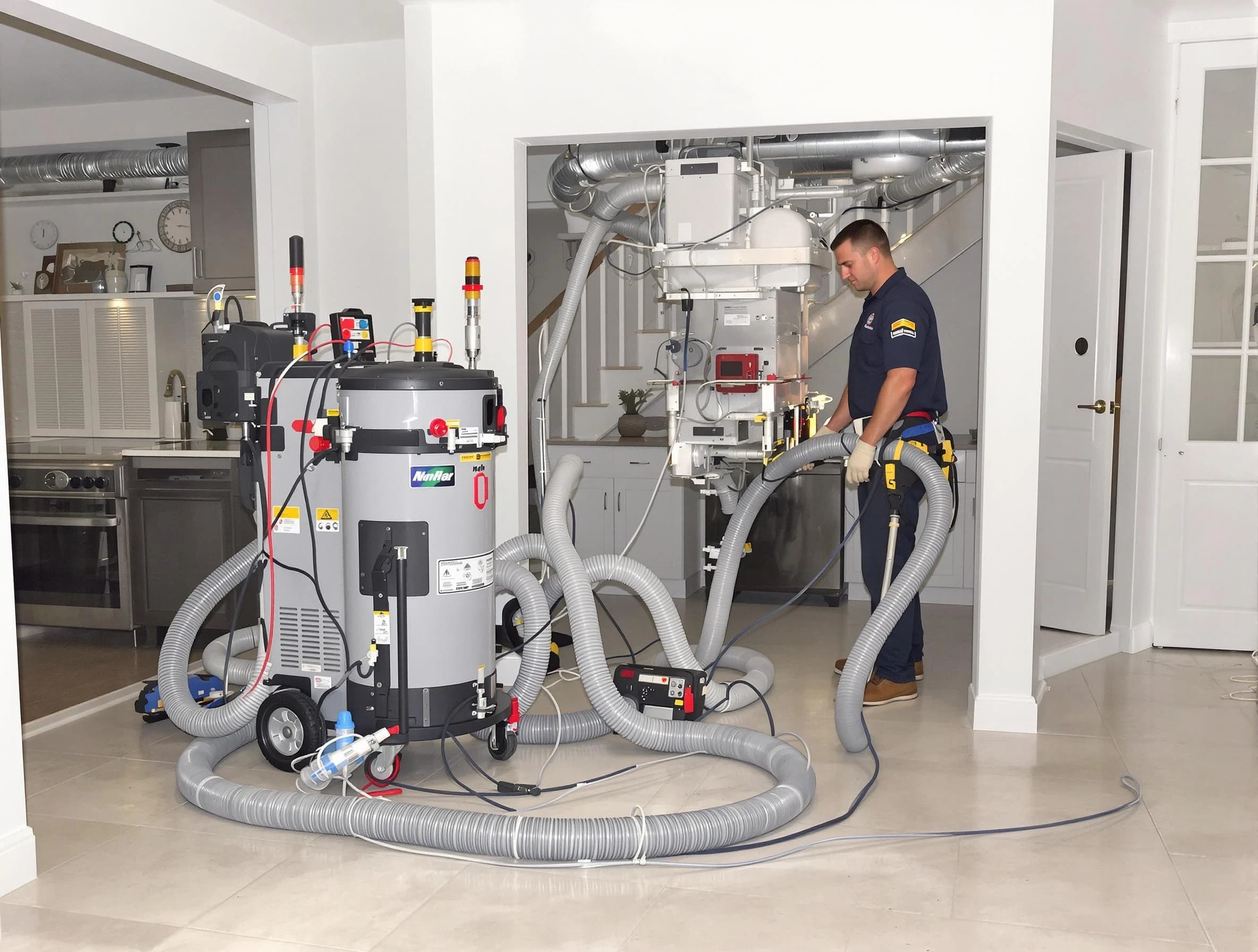 Meadow Lake Air Duct Cleaning technician operating negative pressure cleaning equipment for thorough duct maintenance in Meadow Lake