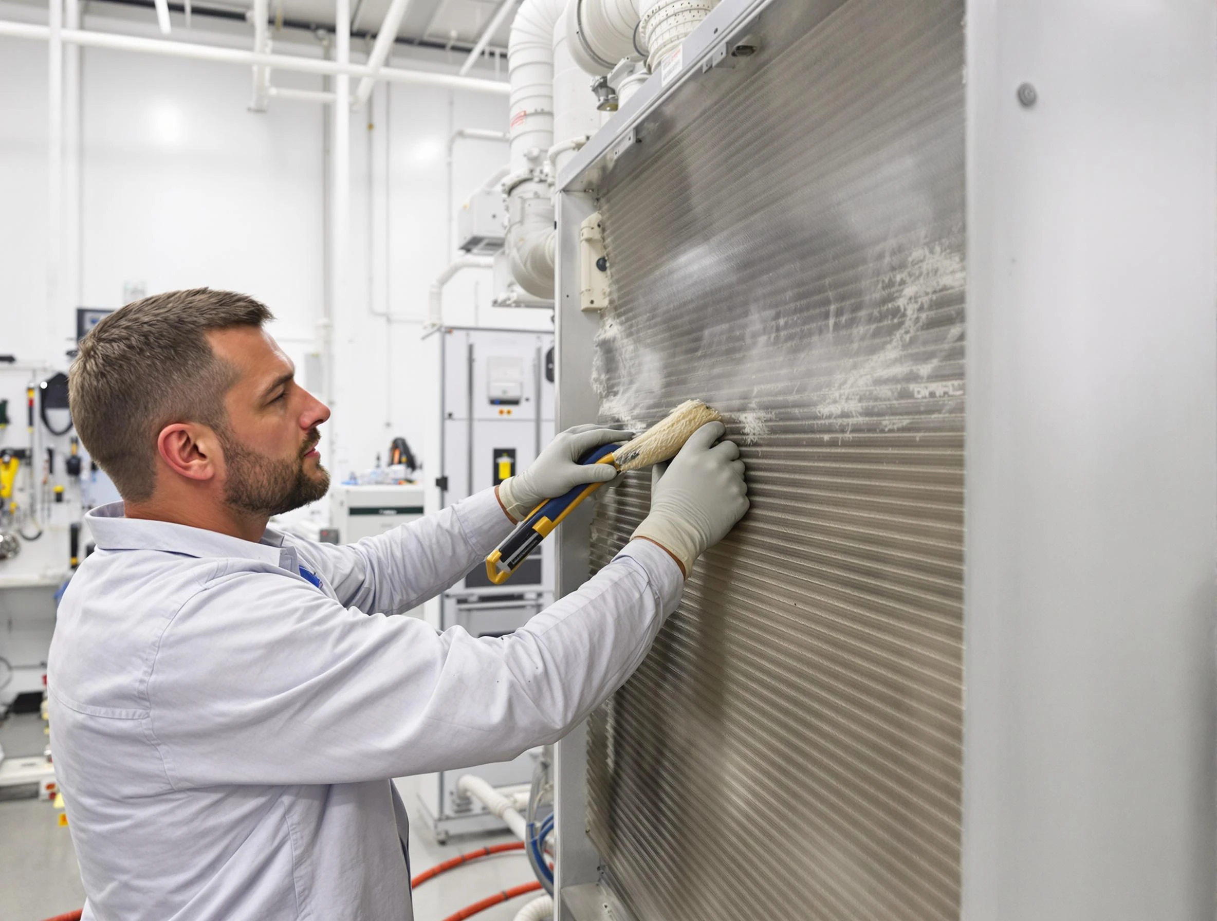 Meadow Lake Air Duct Cleaning technician performing precision commercial coil cleaning at a Meadow Lake business