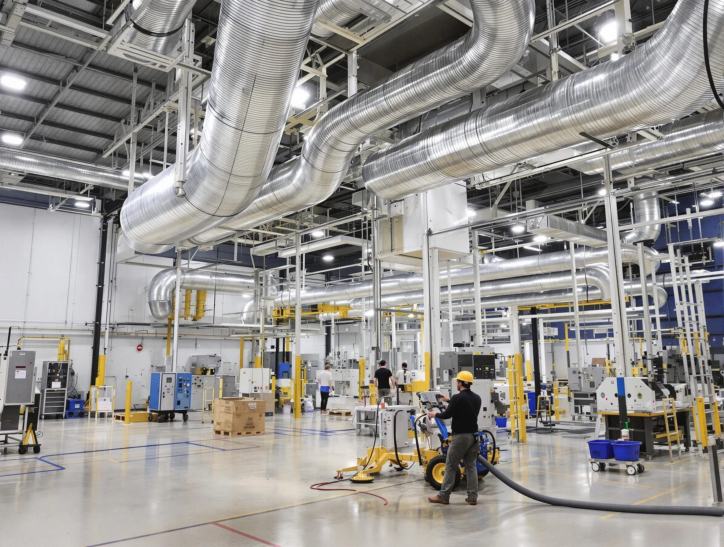 Meadow Lake Air Duct Cleaning team performing comprehensive industrial duct cleaning at a large facility in Meadow Lake